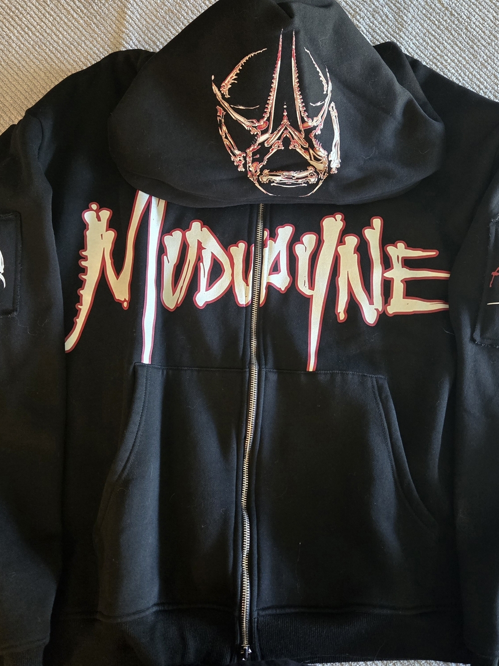 Black Graphic Zip-Up Hoodie for Kids
